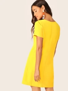 SHEIN Essnce Neon Yellow Tunic Dress - Yellow - View 2