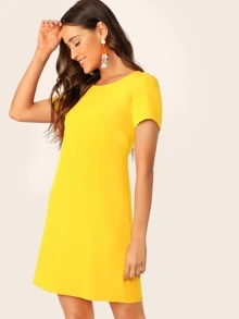 SHEIN Essnce Neon Yellow Tunic Dress - Yellow - View 3
