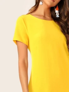 SHEIN Essnce Neon Yellow Tunic Dress - Yellow - View 4