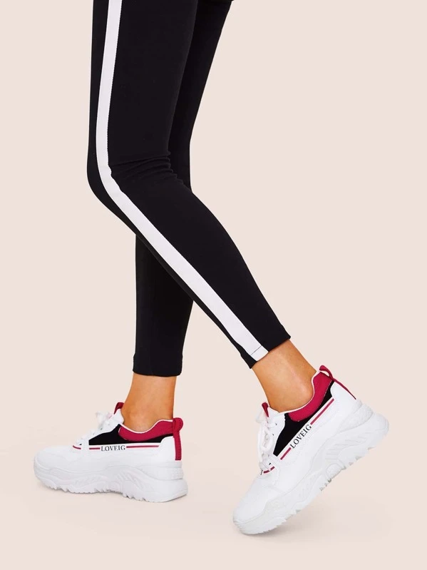 lace up front flatform chunky sole trainers