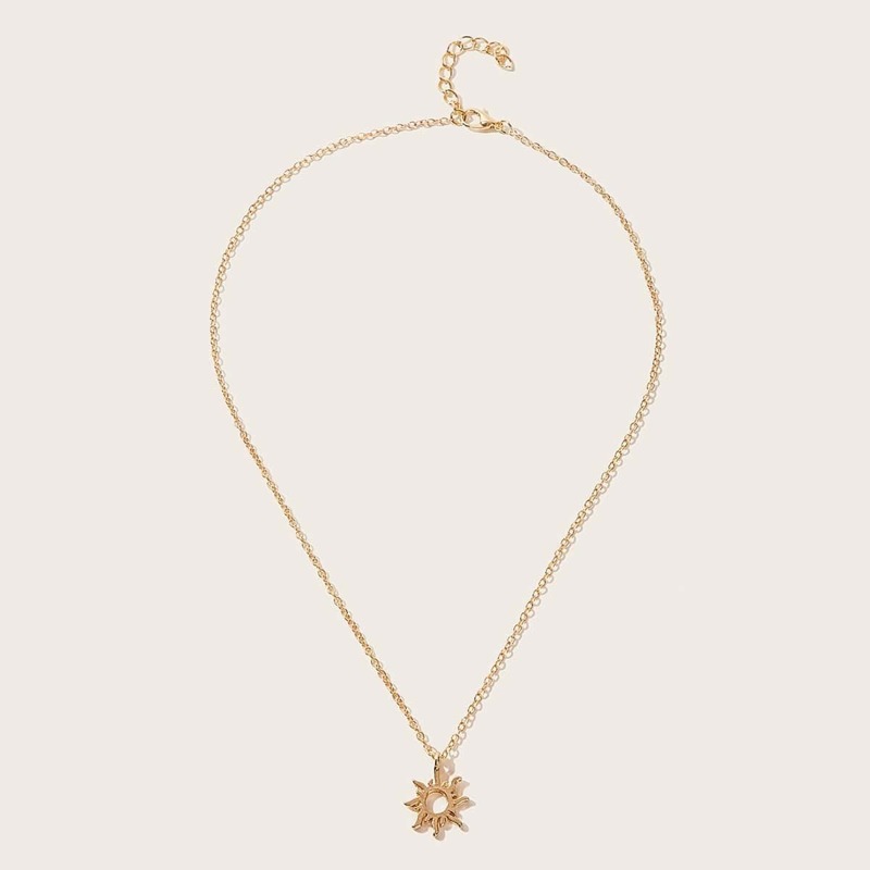 

Sun Decor Pendant Chain Necklace, Gold