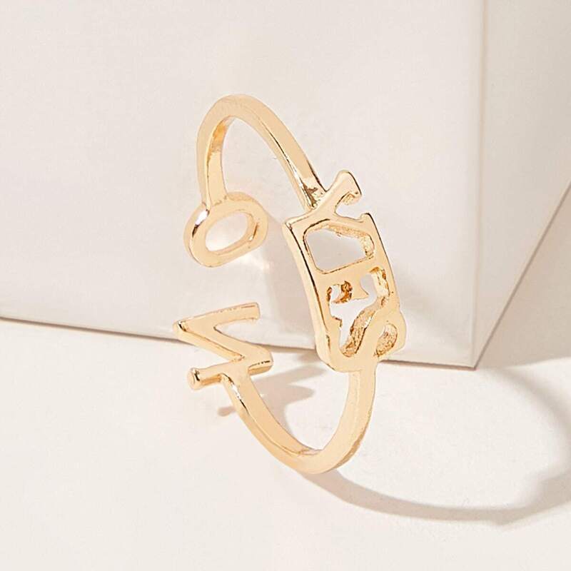 

Letter Yes & No Detail Open Ring, Gold