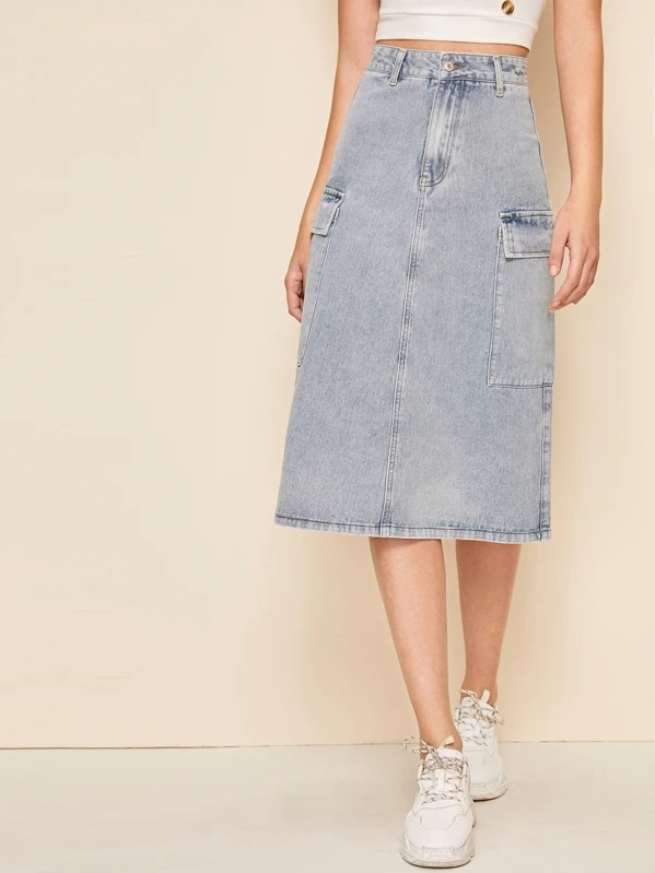 bleach denim skirt