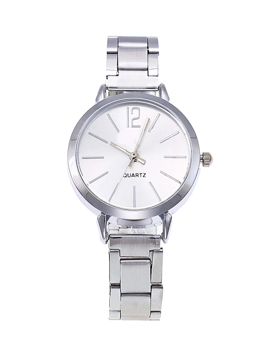 Round Dial Folding Buckle Wrist Watch - Silver - View 1