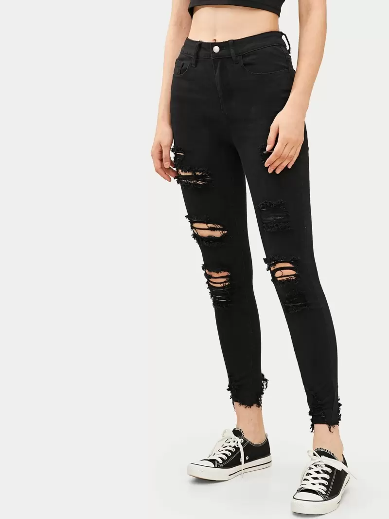 Und Mit Saum Reine Ungesäumtem Jeans Zerriss yb6Yfg7