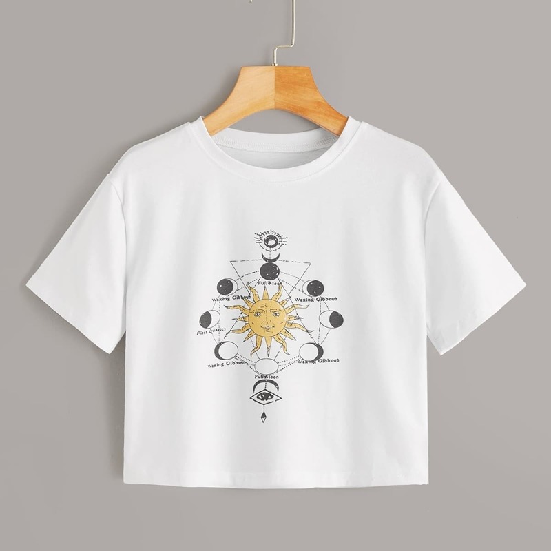 

Sun & Moon Print Tee, White