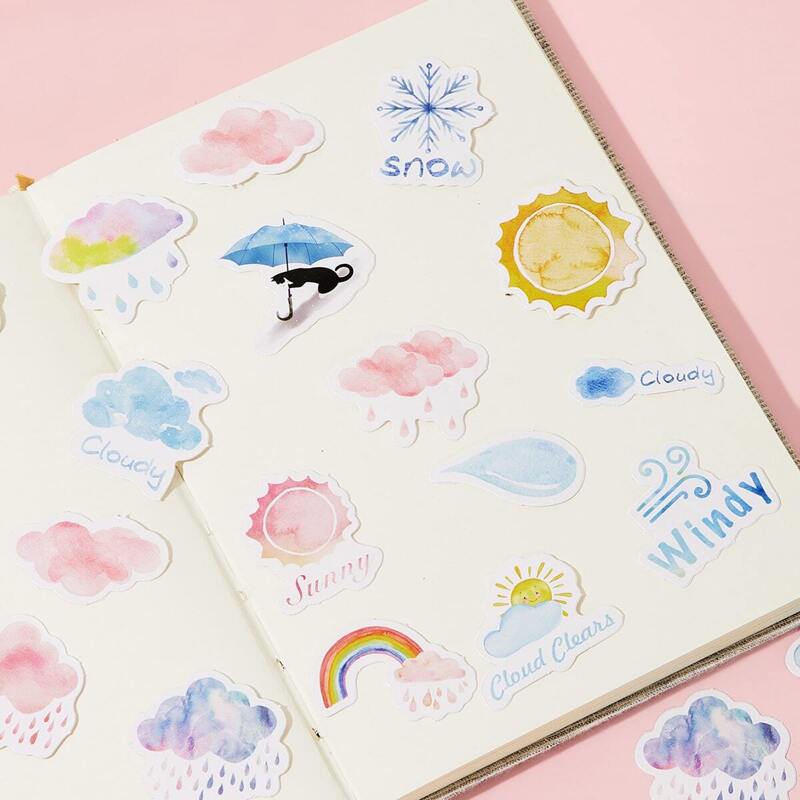 

Cartoon Weather Print Sticker 46pcs
