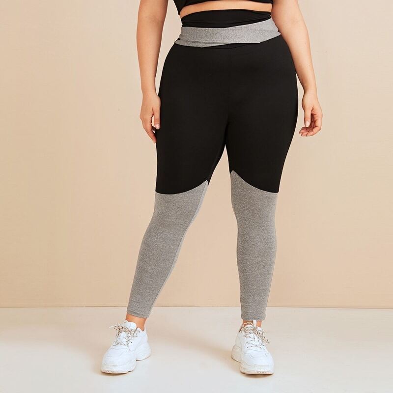 

Plus Two Tone Tie Back Leggings, Multicolor