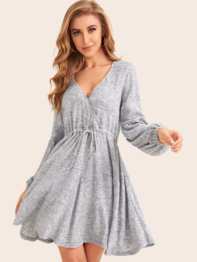drawstring sweater dress