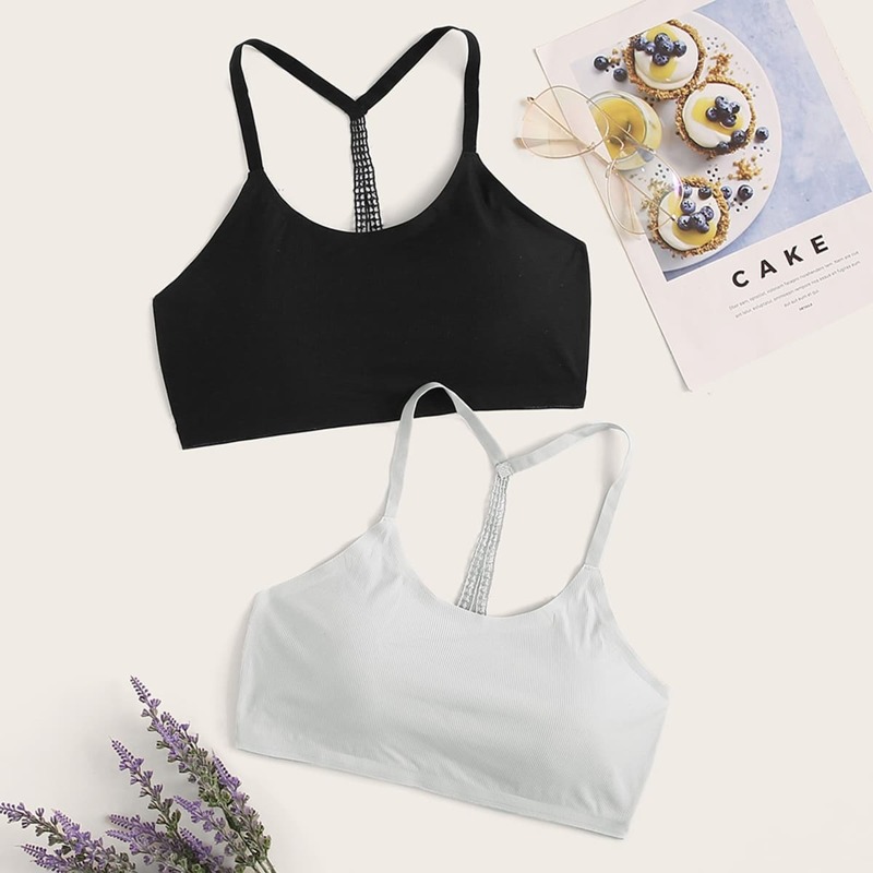 

Cut-out Back Bra Set 2pack, Multicolor