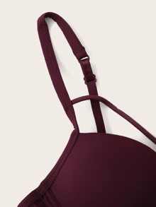 十字交叉托高式鋼圈胸罩 - 紫紅色 - 查看 4