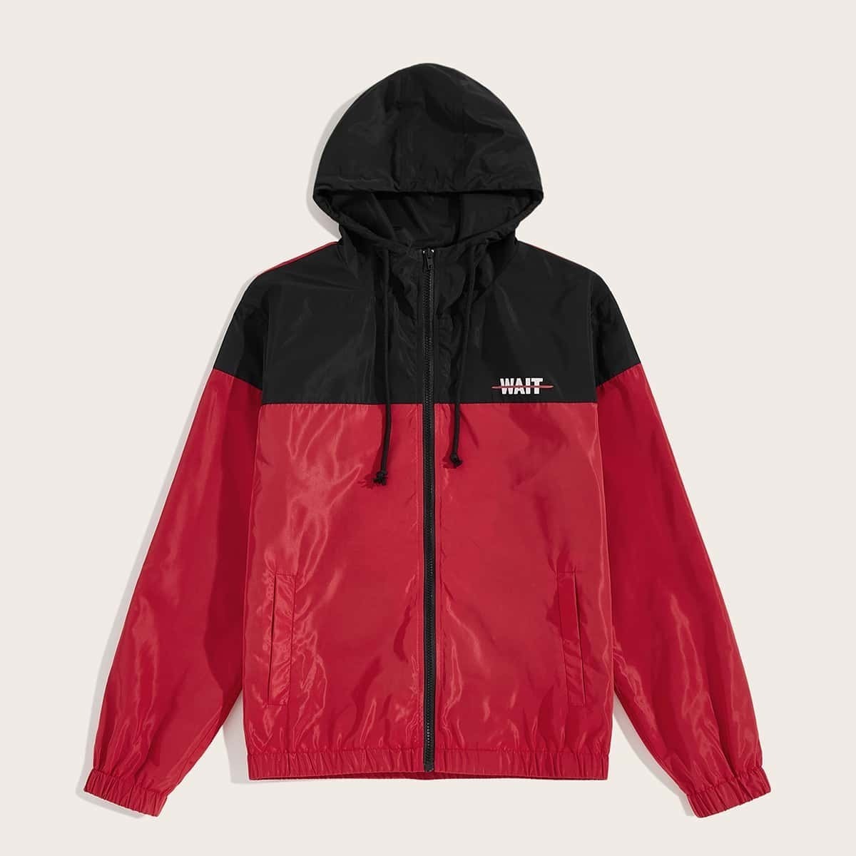 

Guys Letter Print Two Tone Windbreaker Jacket, Red