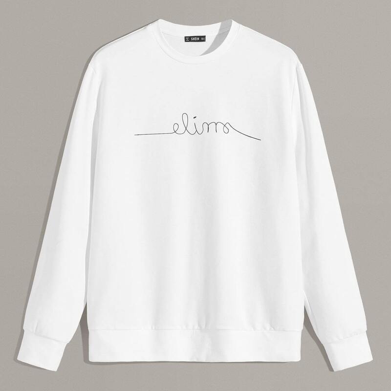 

Guys Crew Neck Letter Print Sweatshirt, White