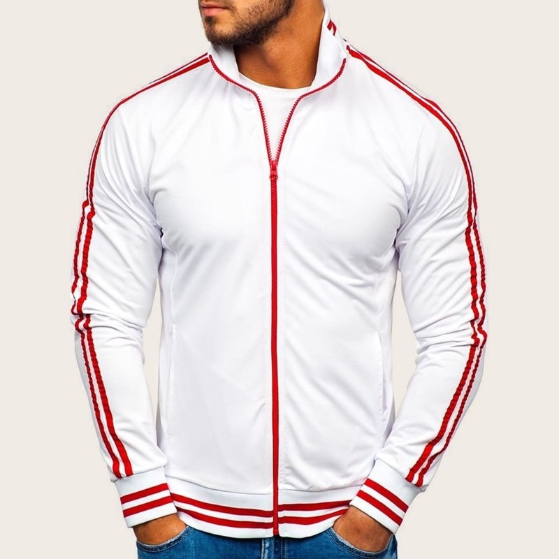 

Guys Striped Zip Through Sweatshirt, White