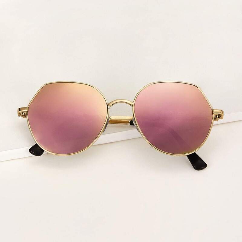 

Metal Frame Mirror Lens Sunglasses, Multicolor