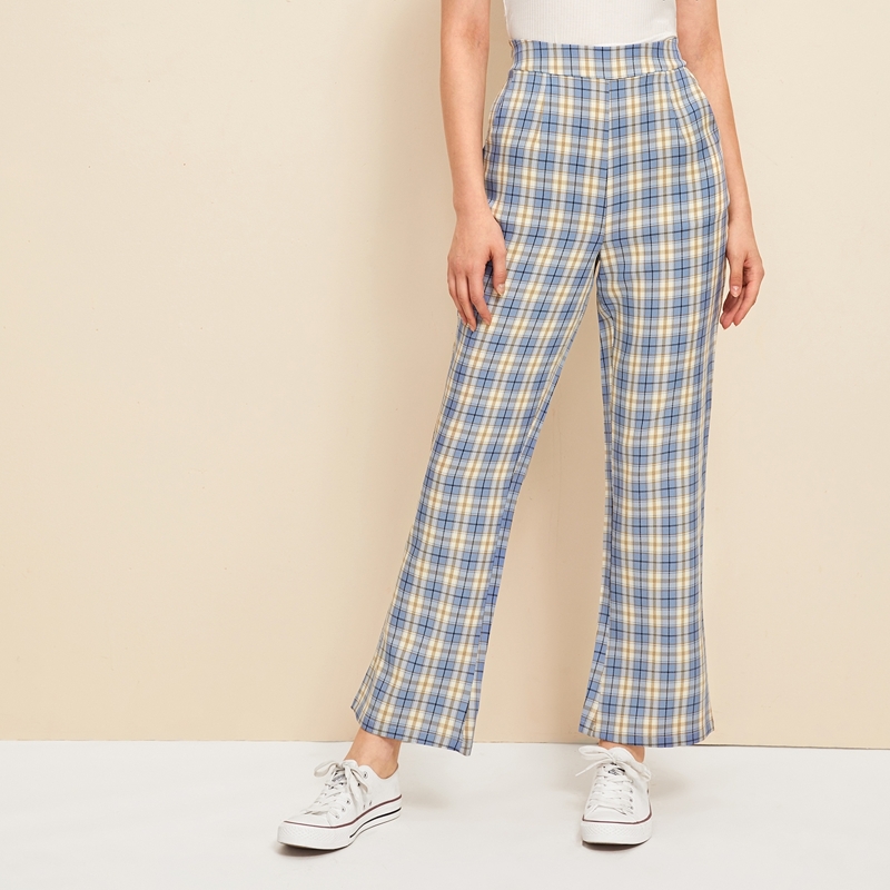 

Tartan Plaid Flare Leg Pants, Multicolor