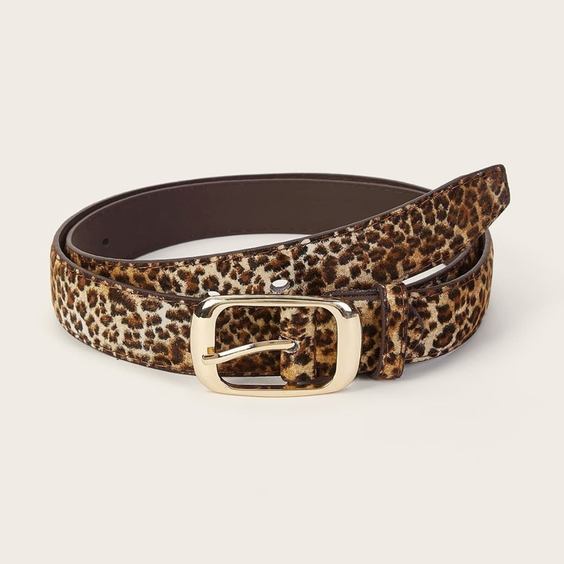 

Leopard Pattern Metal Buckle Belt, Multicolor