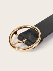 Street 1pc Women Round Buckle Metal Eyelet Waist Belt Halloween Summer, School Fall, Autumn, Halloween - Black - View 3