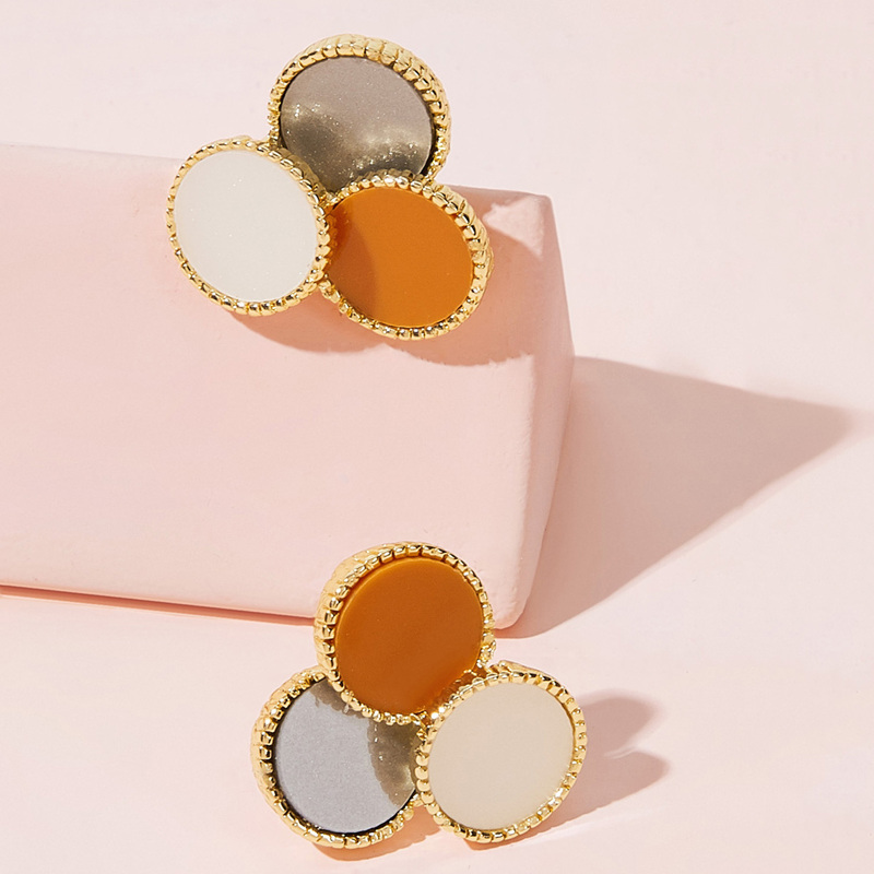 

Color-block Round Earrings 1pair, Multicolor