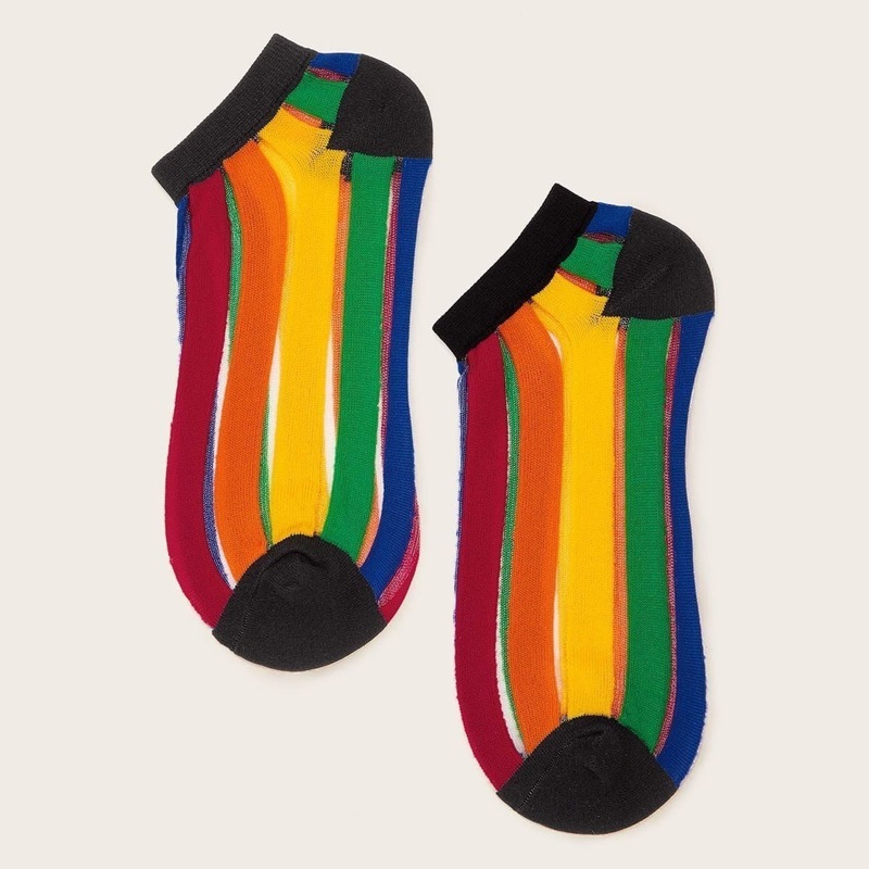 

Striped Pattern Socks 1pair, Multicolor