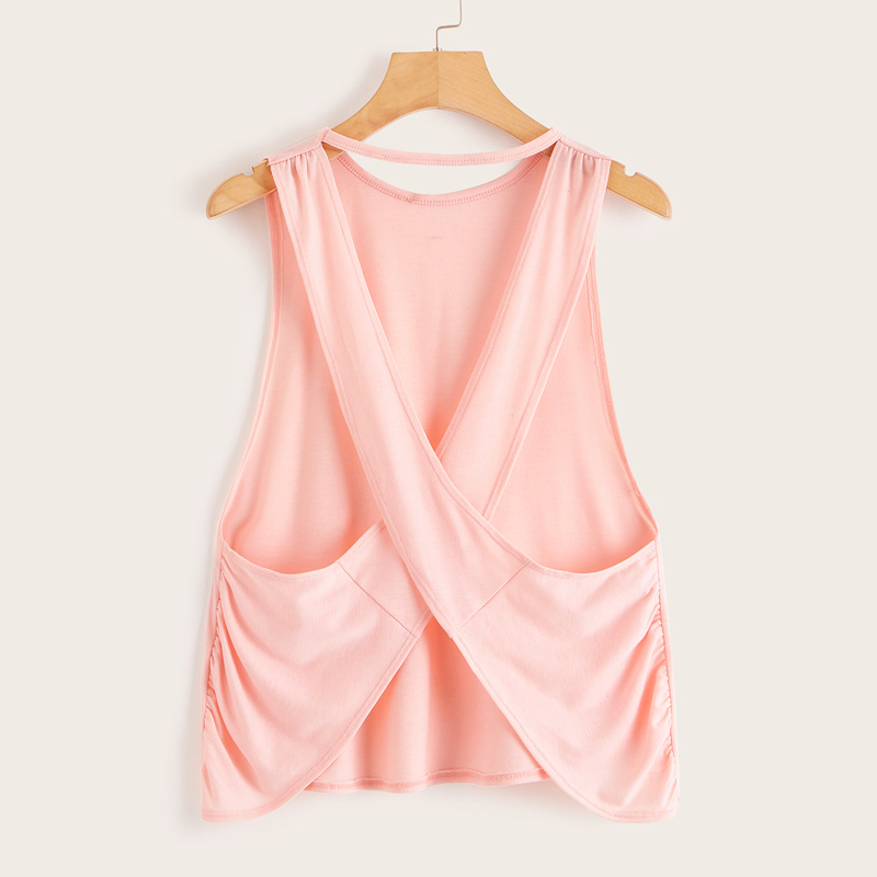 

Criss Cross Back Tank Top, Baby pink