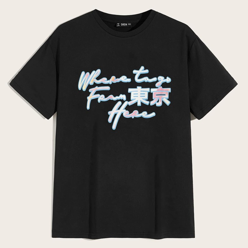 

Guys Slogan Print Tee, Black