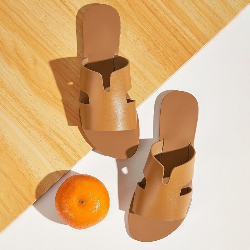 

Open Toe Cut Out Sliders, Brown