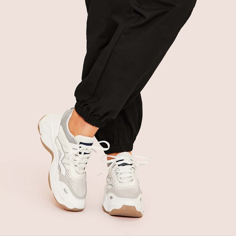 

Lace-up Front Chunky Sole Trainers, White