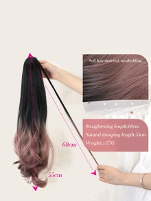 HAIRCUBE Ombre Black Pink Ponytail Hair Extensions, Long Curly Wavy Hair Realistic and Natural Soft Beautiful Lady's Wigs Ponytail Wigs Everyday Wear Ponytail - Multicolor - View 2