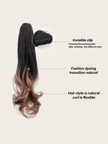 HAIRCUBE Ombre Black Pink Ponytail Hair Extensions, Long Curly Wavy Hair Realistic and Natural Soft Beautiful Lady's Wigs Ponytail Wigs Everyday Wear Ponytail - Multicolor - View 3