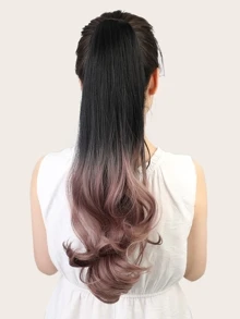 HAIRCUBE Ombre Black Pink Ponytail Hair Extensions, Long Curly Wavy Hair Realistic and Natural Soft Beautiful Lady's Wigs Ponytail Wigs Everyday Wear Ponytail - Multicolor - View 1