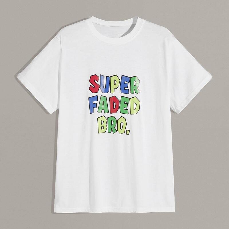 

Guys Round Neck Letter Print Tee, White