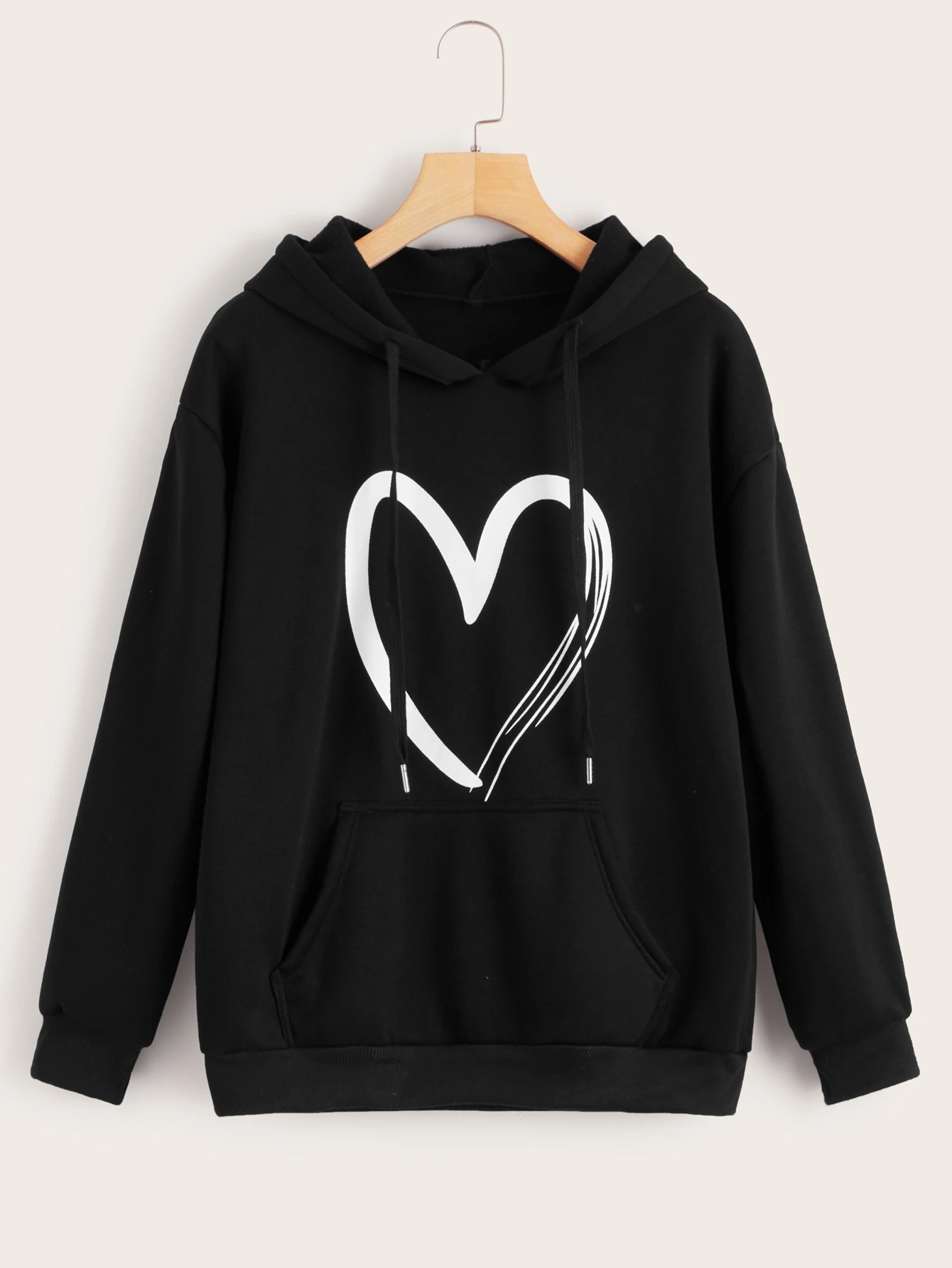 heart print hoodie