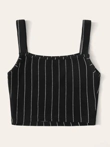 SHEIN Striped Tank Top - Black - View 2