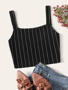 SHEIN Striped Tank Top - Black - View 1