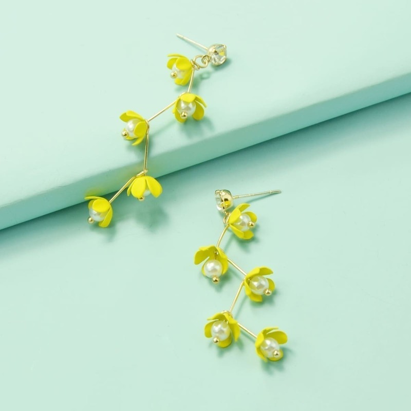 

Flower Drop Earrings 1pair, Yellow