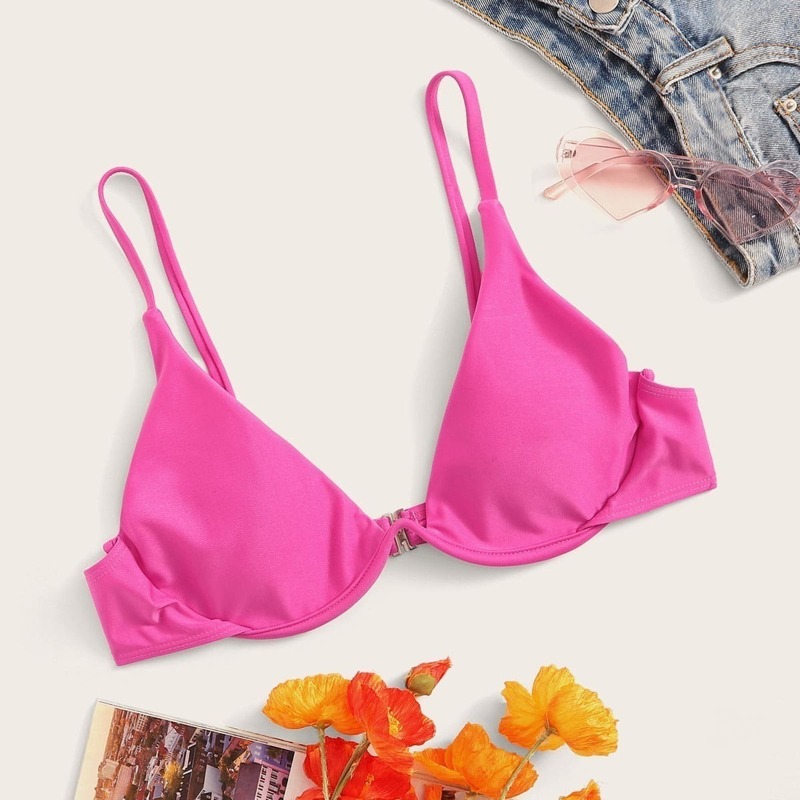

Underwire Spaghetti Strap Bikini Top, Pink bright