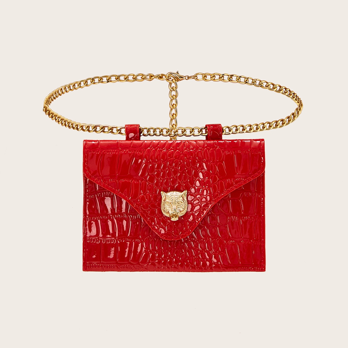 Image of Croc Embossed Flap Chain Bum Bag