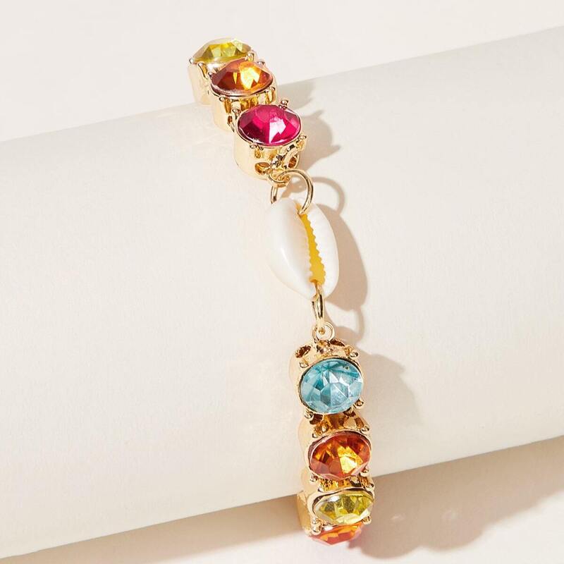 

Shell & Gemstone Decor Bracelet 1pc, Multicolor