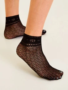 Hollow Out Mesh Socks 3pairs - Clear - View 3