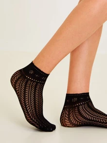 Hollow Out Mesh Socks 3pairs - Clear - View 6