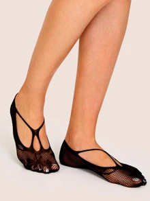 Hollow Out Mesh Socks 5pairs - Black - View 2