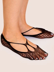 Hollow Out Mesh Socks 5pairs - Black - View 7