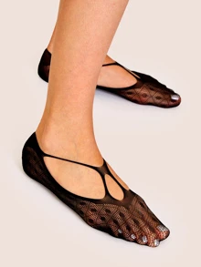 Hollow Out Mesh Socks 5pairs - Black - View 5