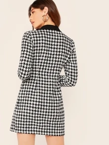 SHEIN Vestido blazer de cuadros con botón delantero cruzado de cuello esmoquin