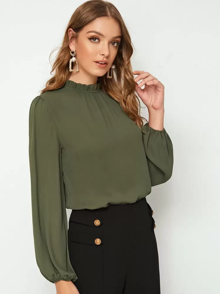 トップス SHIN SHEIN Clasi Top de manga de lanterna com babado | SHEIN Brasil