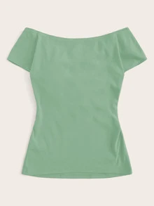 SHEIN 露肩扭結上衣 - 薄荷綠 - 查看 2