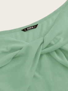 SHEIN 露肩扭結上衣 - 薄荷綠 - 查看 4