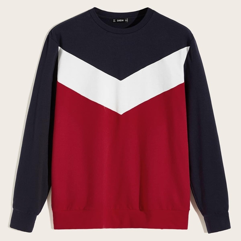 

Guys Crew Neck Chevron Print Pullover, Multicolor