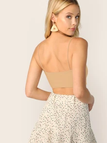 SHEIN Solid Cami Top - Khaki - View 2